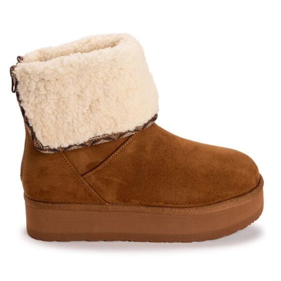 Muk Luks Adelle Platform Foldover Bootie- Chestnut - Picture 2 of 10